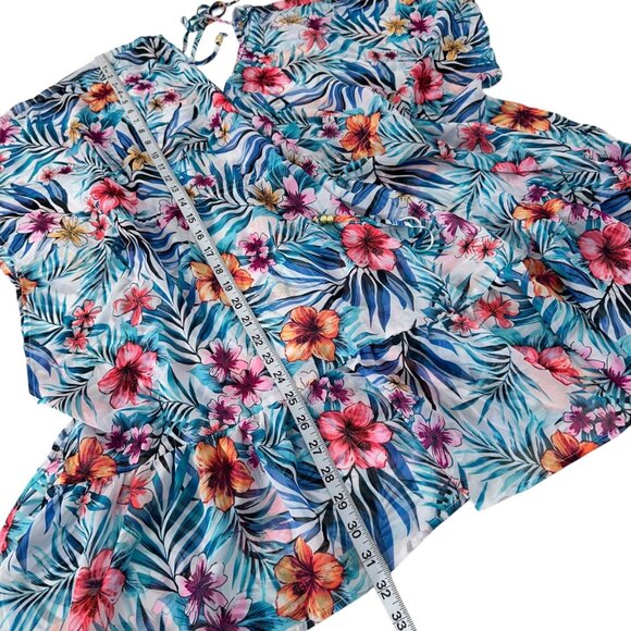 Time and Tru Floral Print Beach Cover-Up Dress SZ M  Tunic Sundress - Picture 5 of 11